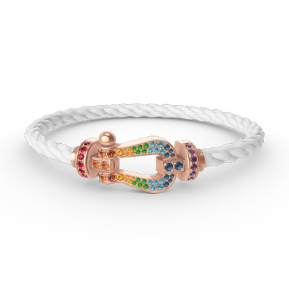 [LUXE]FORCE PULSERA GRANDE DE DIAMANTES DE COLOR HERRADURA EN ORO ROSA