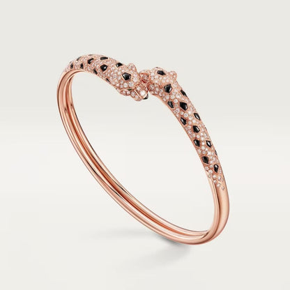 [LUXE] PANTHERE DOUBLE HEADED HALF DIAMOND OPEN BRACELET