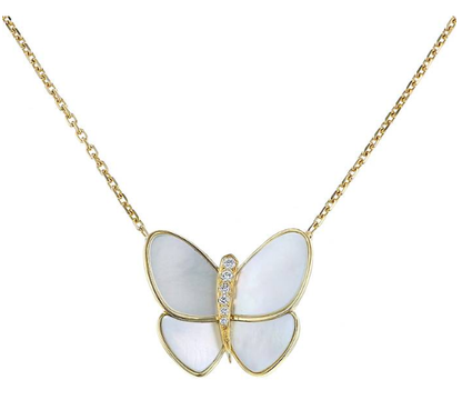 [LUXE] COLLAR DE MARIPOSA CON DIAMANTES Y MOPA DE ORO