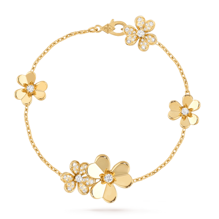 [LUXE]PULSERA FRIVOLE DE ORO CON 5 FLORES