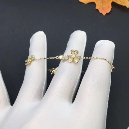 [LUXE]PULSERA FRIVOLE DE ORO CON 5 FLORES