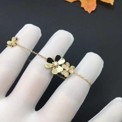 [LUXE]PULSERA FRIVOLE DE ORO CON 5 FLORES