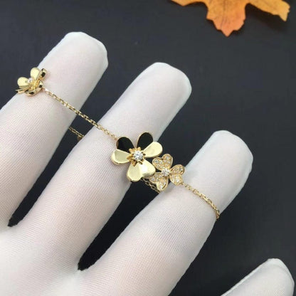 [LUXE]PULSERA FRIVOLE DE ORO CON 5 FLORES