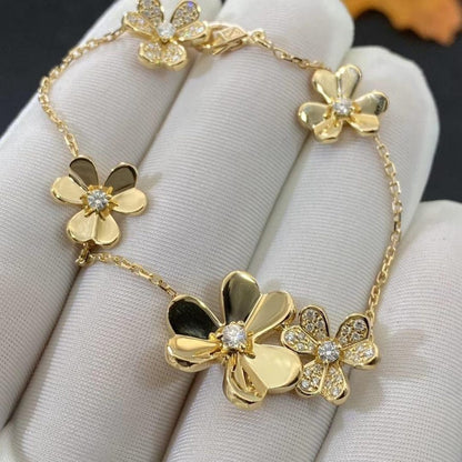 [LUXE]PULSERA FRIVOLE DE ORO CON 5 FLORES