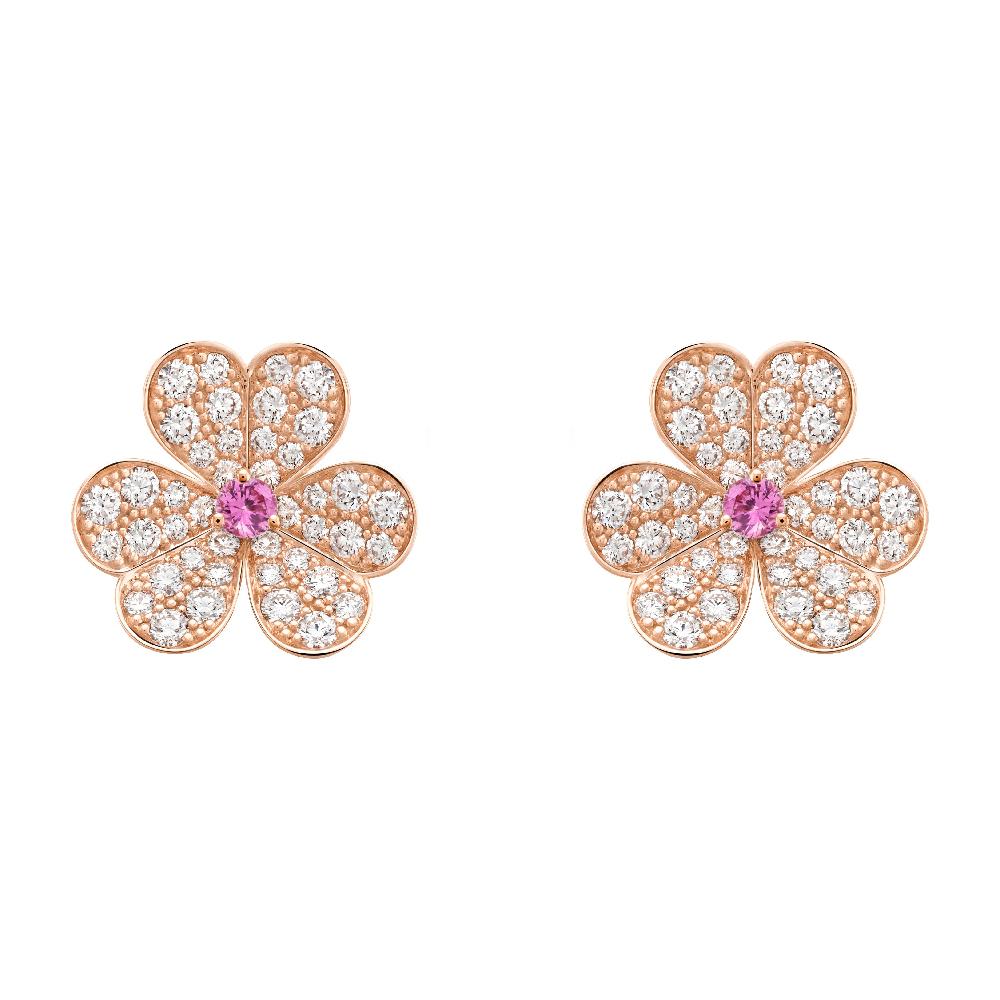 [LUXE]FRIVOLE PINK GOLD FLOWER DIAMOND EARRINGS