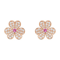 [LUXE]FRIVOLE PINK GOLD FLOWER DIAMOND EARRINGS