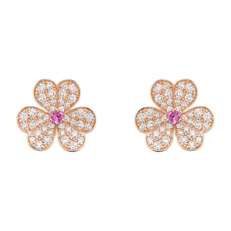 [LUXE]FRIVOLE PINK GOLD FLOWER DIAMOND EARRINGS