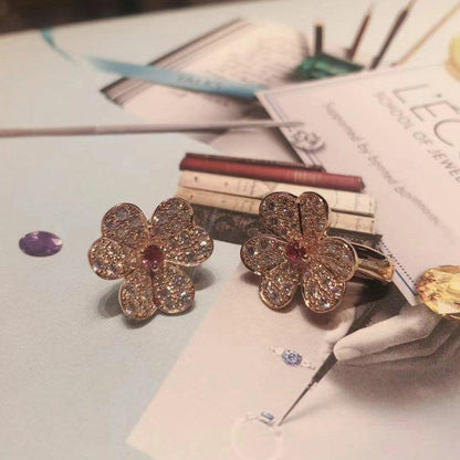 [LUXE]FRIVOLE PINK GOLD FLOWER DIAMOND EARRINGS