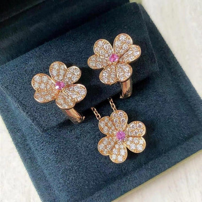 [LUXE]FRIVOLE COLLAR DE FLOR DE ORO ROSA CON DIAMANTES