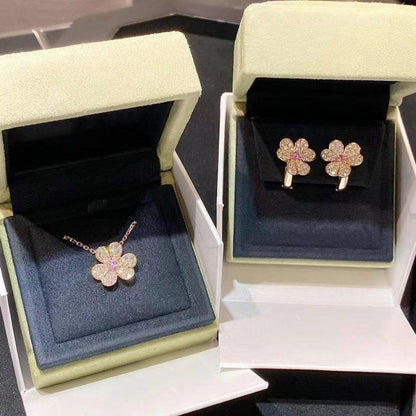[LUXE]FRIVOLE COLLAR DE FLOR DE ORO ROSA CON DIAMANTES