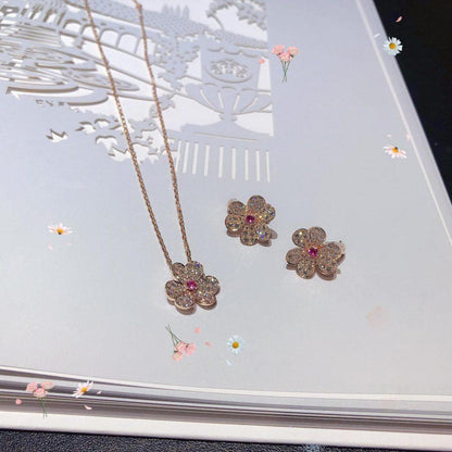 [LUXE]FRIVOLE PINK GOLD FLOWER DIAMOND EARRINGS