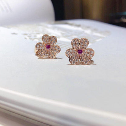 [LUXE]FRIVOLE PINK GOLD FLOWER DIAMOND EARRINGS
