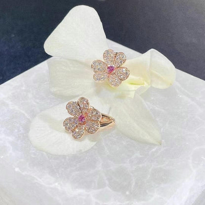 [LUXE]FRIVOLE PINK GOLD FLOWER DIAMOND EARRINGS