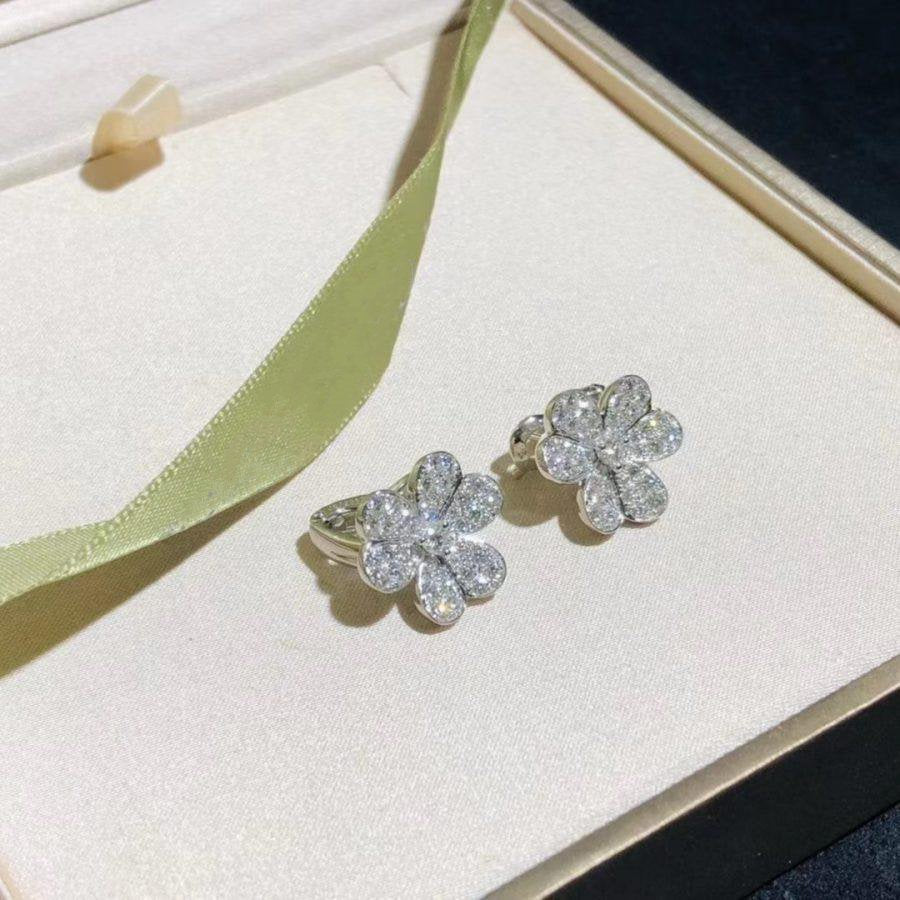 [LUXE]FRIVOLE SILVER FLOWER DIAMOND EARRINGS