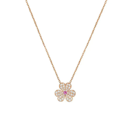 [LUXE]FRIVOLE COLLAR DE FLOR DE ORO ROSA CON DIAMANTES