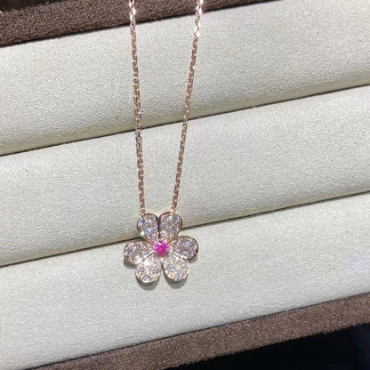 [LUXE]FRIVOLE COLLAR DE FLOR DE ORO ROSA CON DIAMANTES