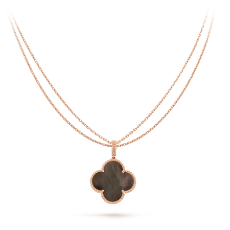 [LUXE] COLLAR DE TRÉBOL GRANDE DE 25 MM DE ORO CON TRAPEZOIDAL OSCURO