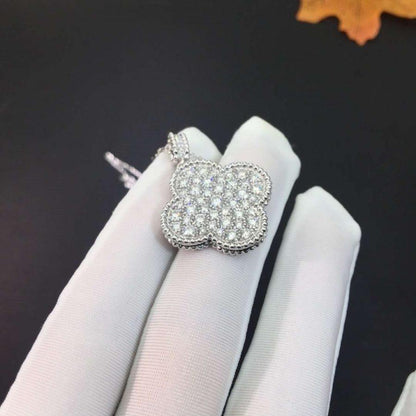 [LUXE] COLLAR DE TRÉBOL GRANDE DE PLATA DE 25 MM CON DIAMANTES