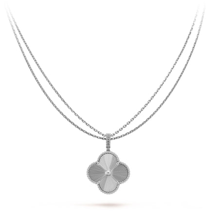 [LUXE] COLLAR DE TRÉBOL GRANDE DE PLATA DE 25 MM