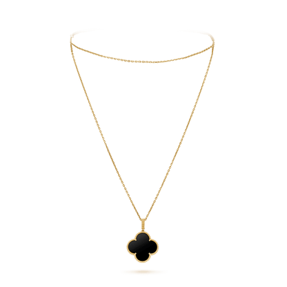 [LUXE] COLLAR DE TRÉBOL GRANDE DE ÓNIX ORO DE 25 MM