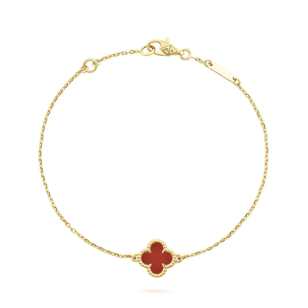 [LUXE]CLOVER  CARNELIAN SINGLE FLOWER BRACELET