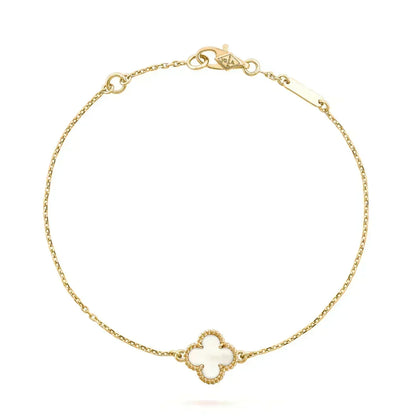 [LUXE] Clover White Mother-of-Pearl & JUSTE Bracelet Stack Set