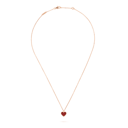 [LUXE]COLLAR DE CORAZÓN DE CORNALINA DE TRÉBOL DE MOLINO