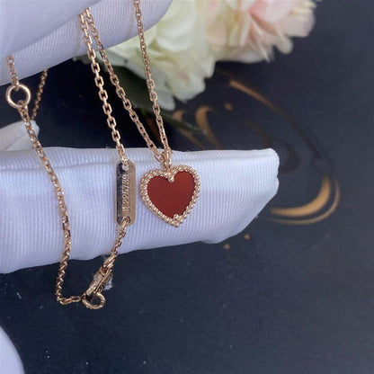 [LUXE]COLLAR DE CORAZÓN DE CORNALINA DE TRÉBOL DE MOLINO
