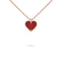 [LUXE]COLLAR DE CORAZÓN DE CORNALINA DE TRÉBOL DE MOLINO