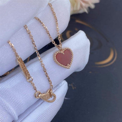 [LUXE]COLLAR DE CORAZÓN DE CORNALINA DE TRÉBOL DE MOLINO