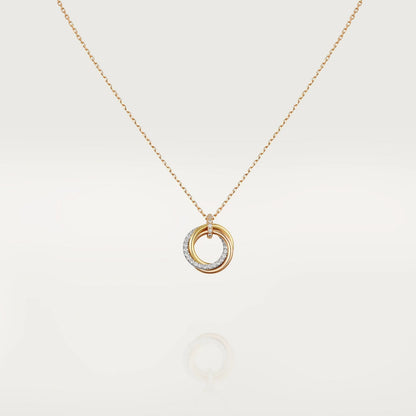 [LUXE] COLLAR TRINITY PLATA ORO ORO ROSA DIAMANTES 