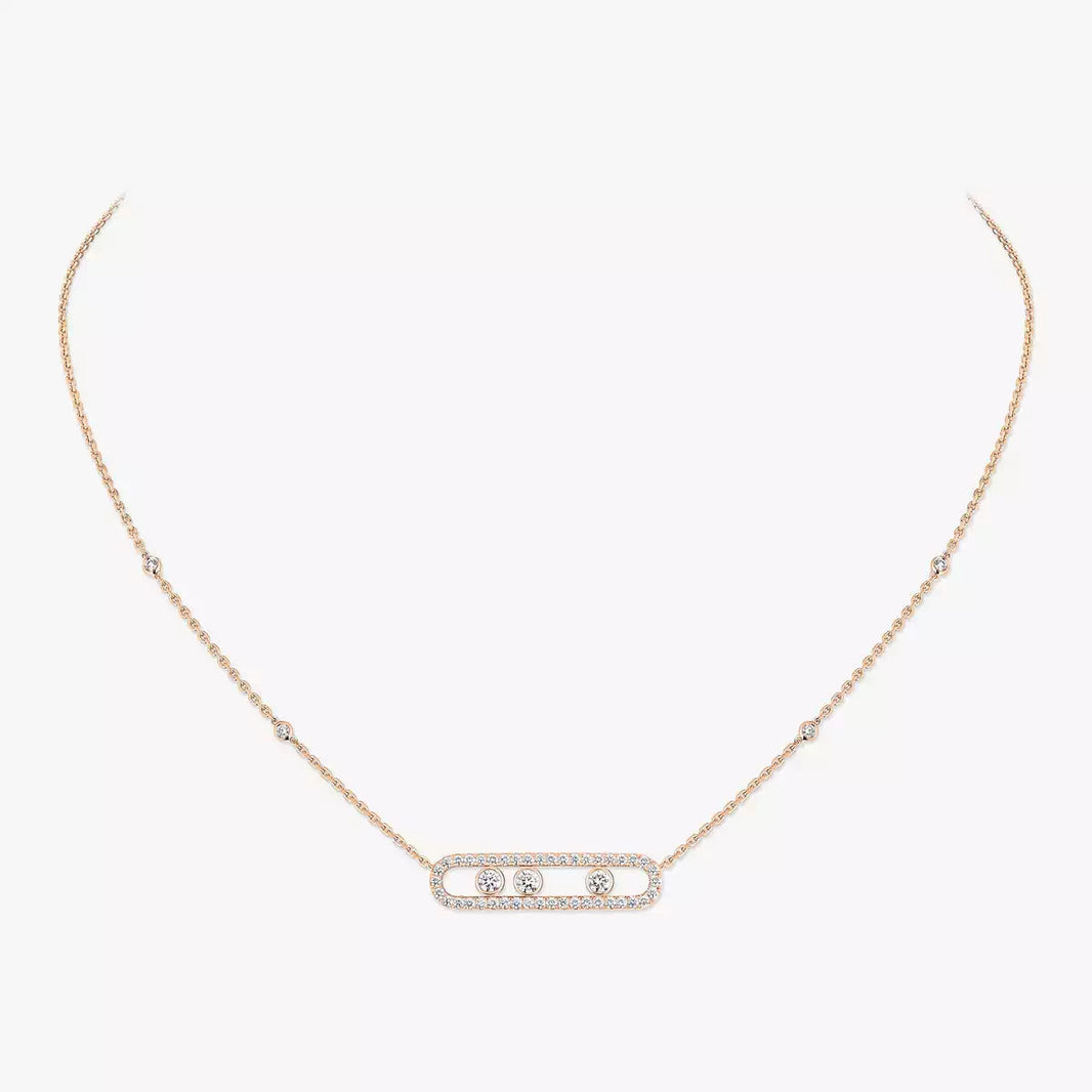 [LUXE]  Move Pave_ Rose Gold Diamond Necklace