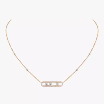 [LUXE]  Move Pave_ Rose Gold Diamond Necklace