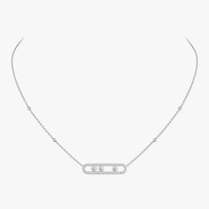 [LUXE]  Move Pave_ Rose Gold Diamond Necklace
