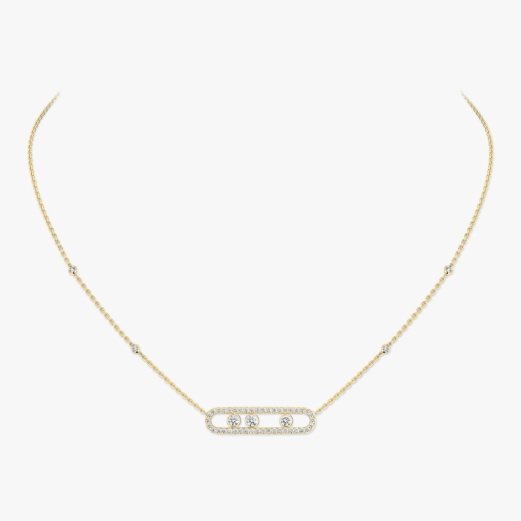 [LUXE]  Move Pave_ Rose Gold Diamond Necklace