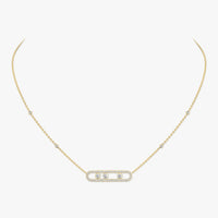 [LUXE]  Move Pave_ Rose Gold Diamond Necklace