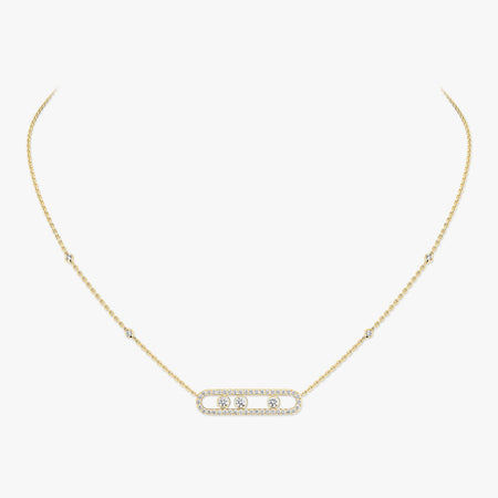 [LUXE]  Move Pave_ Rose Gold Diamond Necklace