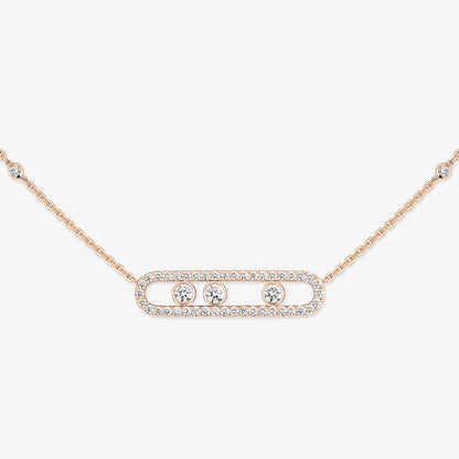 [LUXE]  Move Pave_ Rose Gold Diamond Necklace