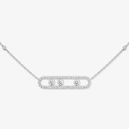 [LUXE]  Move Pave_ Rose Gold Diamond Necklace