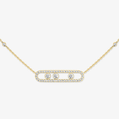 [LUXE]  Move Pave_ Rose Gold Diamond Necklace
