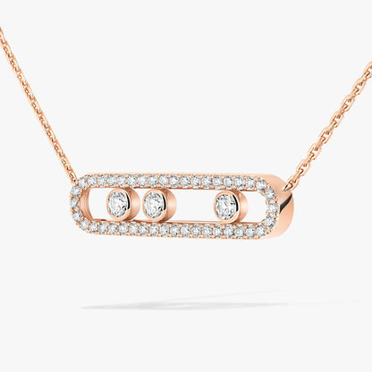[LUXE]  Move Pave_ Rose Gold Diamond Necklace