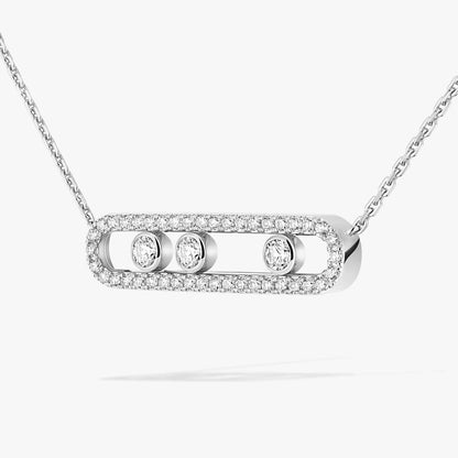 [LUXE]  Move Pave_ Rose Gold Diamond Necklace