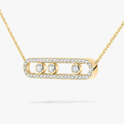 [LUXE]  Move Pave_ Rose Gold Diamond Necklace