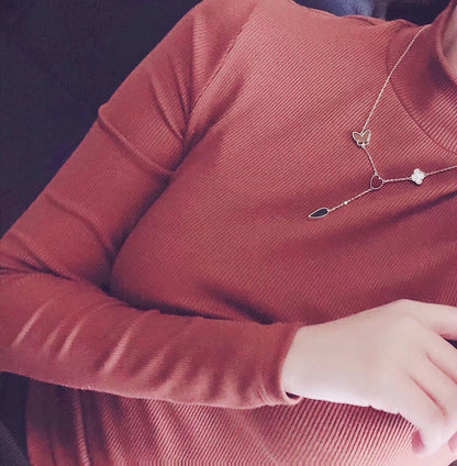 [LUXE] COLLAR DE ORO ROSA CON 4 MOTIVOS LUCKY SPRING