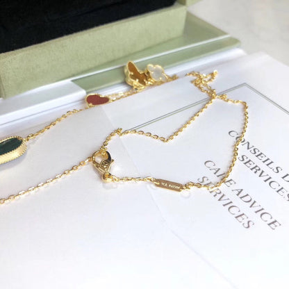 [LUXE] COLLAR DE ORO ROSA CON 4 MOTIVOS LUCKY SPRING