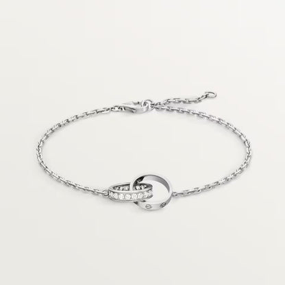[LUXE] LOVE DOUBLE RING HALF DIAMOND BRACELET