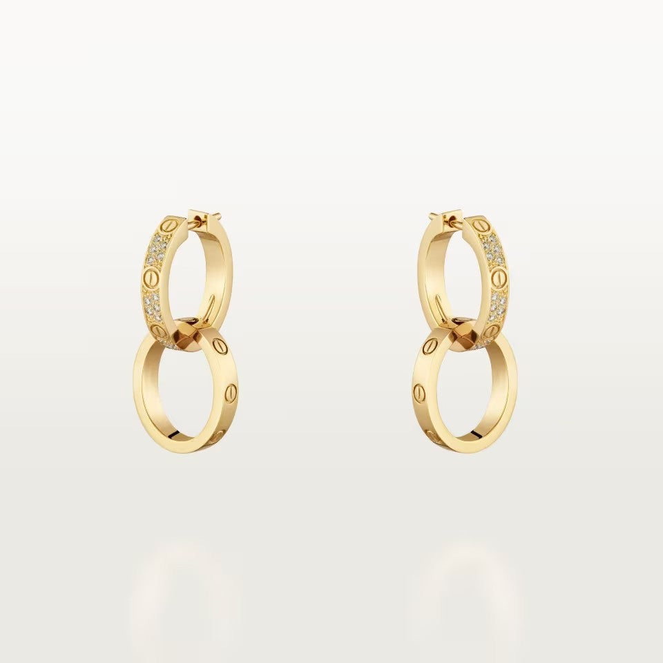 [LUXE] LOVE 3.3MM DANGLE HALF DIAMOND EARRINGS