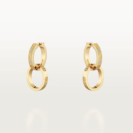 [LUXE] LOVE 3.3MM DANGLE HALF DIAMOND EARRINGS