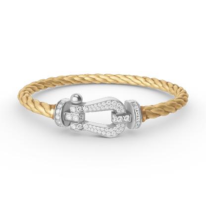 [LUXE]FORCE PULSERA DE HERRADURA GRANDE CON DIAMANTES EN PLATA