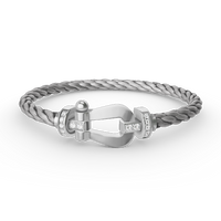 [LUXE]FORCE PULSERA DE MEDIO DIAMANTE CON HERRADURA GRANDE EN PLATA